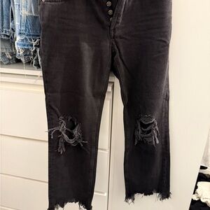 We The Free Distressed Charcoal Ankle Jeans